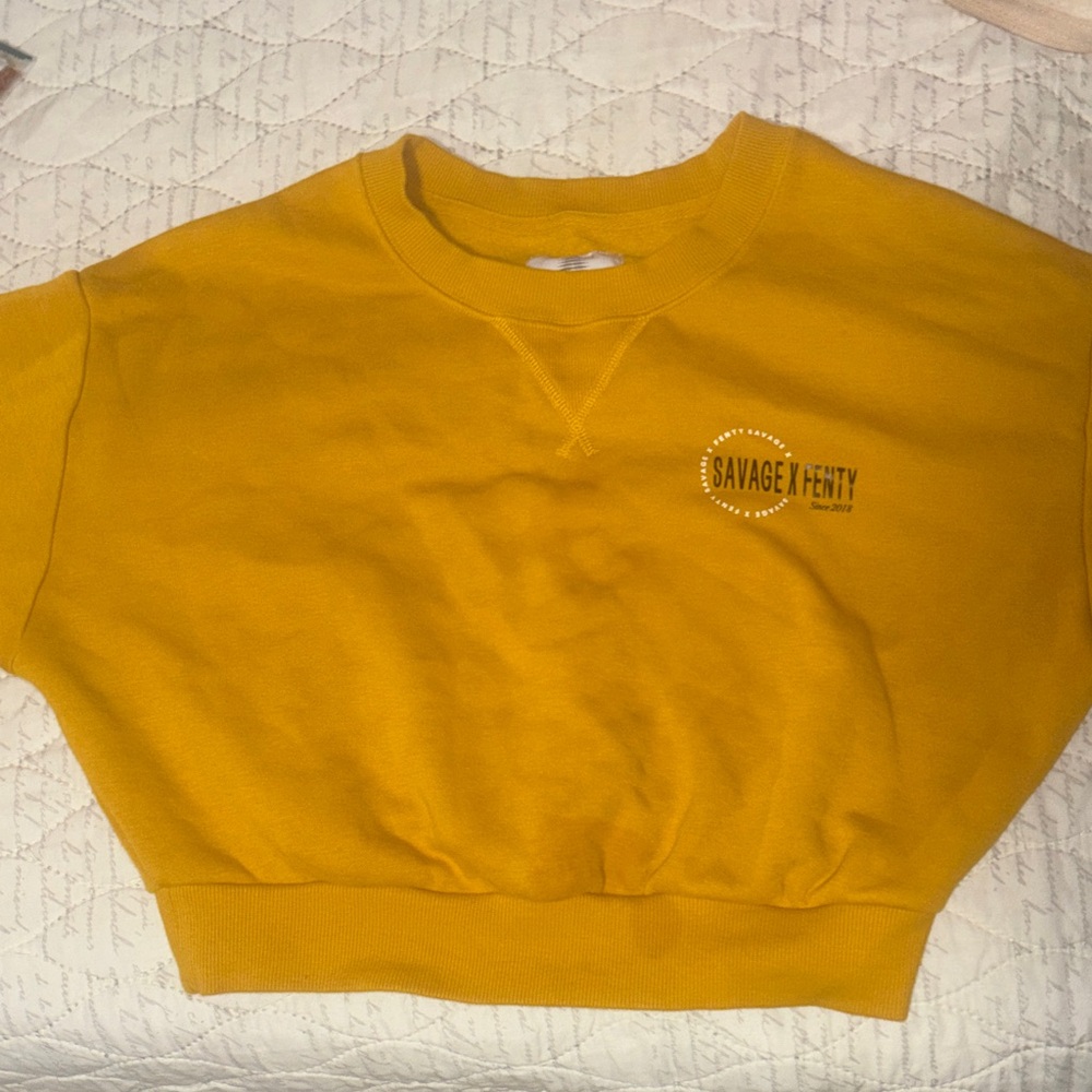 Savage X Fenty Golden Yellow Cropped Sweatshirt | HillHouse Archive